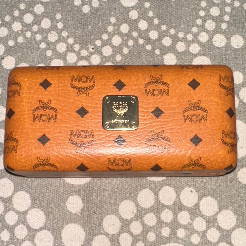 MCM Tan Visetos sunglasses case